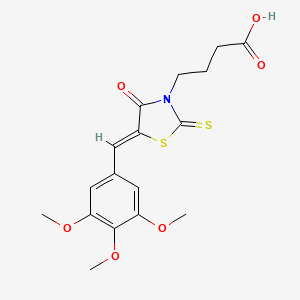 molecular formula C17H19NO6S2 B2653407 4-[(5Z)-4-oxo-2-sulfanylidene-5-[(3,4,5-trimethoxyphenyl)methylidene]-1,3-thiazolidin-3-yl]butanoic acid CAS No. 301688-72-2