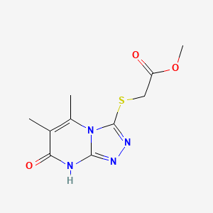 molecular formula C10H12N4O3S B2653412 Methyl 2-((5,6-dimethyl-7-oxo-7,8-dihydro-[1,2,4]triazolo[4,3-a]pyrimidin-3-yl)thio)acetate CAS No. 891133-34-9