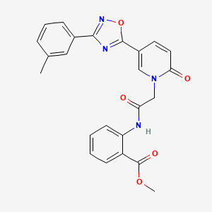 molecular formula C24H20N4O5 B2653415 methyl 2-(2-{5-[3-(3-methylphenyl)-1,2,4-oxadiazol-5-yl]-2-oxo-1,2-dihydropyridin-1-yl}acetamido)benzoate CAS No. 1326930-21-5