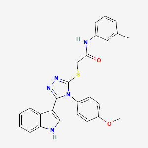 molecular formula C26H23N5O2S B2653417 2-((5-(1H-indol-3-yl)-4-(4-methoxyphenyl)-4H-1,2,4-triazol-3-yl)thio)-N-(m-tolyl)acetamide CAS No. 946206-36-6