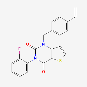 molecular formula C21H15FN2O2S B2653419 1-[(4-ethenylphenyl)methyl]-3-(2-fluorophenyl)-1H,2H,3H,4H-thieno[3,2-d]pyrimidine-2,4-dione CAS No. 1326865-96-6