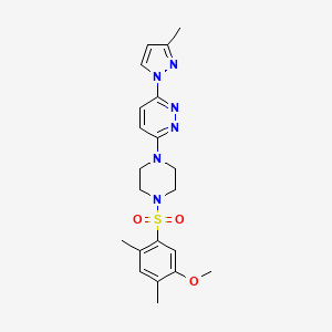 molecular formula C21H26N6O3S B2653426 3-(4-((5-methoxy-2,4-dimethylphenyl)sulfonyl)piperazin-1-yl)-6-(3-methyl-1H-pyrazol-1-yl)pyridazine CAS No. 1013756-55-2