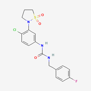 molecular formula C17H17ClFN3O3S B2653429 1-(4-氯-3-(1,1-二氧化异噻唑烷-2-基)苯基)-3-(4-氟苄基)脲 CAS No. 1202990-83-7