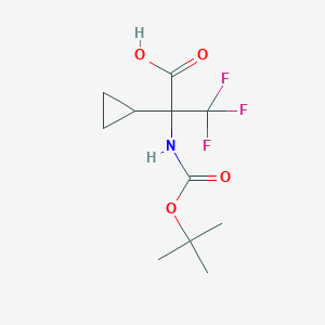 molecular formula C11H16F3NO4 B2653445 2-环丙基-3,3,3-三氟-2-[(2-甲基丙-2-基)氧羰基氨基]丙酸 CAS No. 2248296-37-7