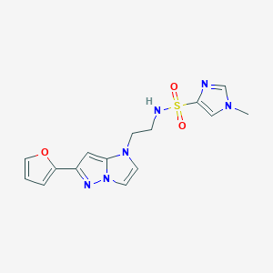 molecular formula C15H16N6O3S B2653448 N-(2-(6-(furan-2-yl)-1H-imidazo[1,2-b]pyrazol-1-yl)ethyl)-1-methyl-1H-imidazole-4-sulfonamide CAS No. 1795416-28-2