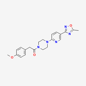 molecular formula C21H23N5O3 B2653453 2-(4-Methoxyphenyl)-1-(4-(5-(5-methyl-1,2,4-oxadiazol-3-yl)pyridin-2-yl)piperazin-1-yl)ethanone CAS No. 1219912-26-1