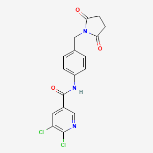 molecular formula C17H13Cl2N3O3 B2653455 5,6-dichloro-N-{4-[(2,5-dioxopyrrolidin-1-yl)methyl]phenyl}pyridine-3-carboxamide CAS No. 1030776-80-7