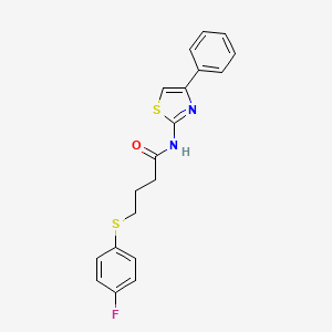 molecular formula C19H17FN2OS2 B2653456 4-((4-fluorophenyl)thio)-N-(4-phenylthiazol-2-yl)butanamide CAS No. 922870-21-1