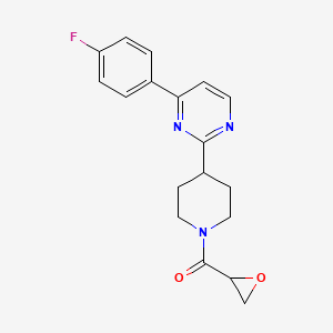 molecular formula C18H18FN3O2 B2653466 [4-[4-(4-Fluorophenyl)pyrimidin-2-yl]piperidin-1-yl]-(oxiran-2-yl)methanone CAS No. 2411279-72-4