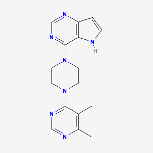 molecular formula C16H19N7 B2653467 4-[4-(5,6-Dimethylpyrimidin-4-yl)piperazin-1-yl]-5H-pyrrolo[3,2-d]pyrimidine CAS No. 2380177-49-9