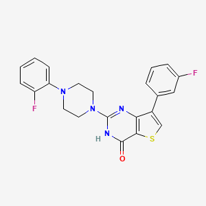 molecular formula C22H18F2N4OS B2653469 7-(3-氟苯基)-2-[4-(2-氟苯基)哌嗪-1-基]噻吩并[3,2-d]嘧啶-4(3H)-酮 CAS No. 1243058-37-8