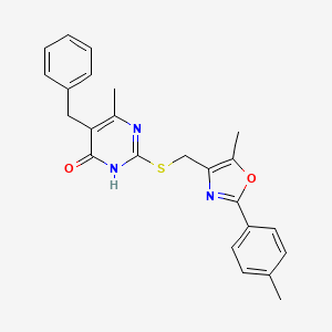 5-Benzyl-6-methyl-2-(((5-methyl-2-(p-tolyl)oxazol-4-yl)methyl)thio)pyrimidin-4-ol