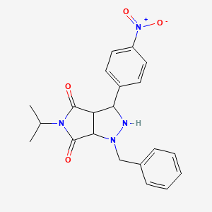 molecular formula C21H22N4O4 B2653480 1-benzyl-3-(4-nitrophenyl)-5-(propan-2-yl)tetrahydropyrrolo[3,4-c]pyrazole-4,6(1H,5H)-dione CAS No. 1005040-07-2