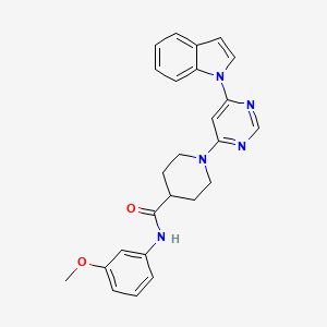 molecular formula C25H25N5O2 B2653490 1-(6-(1H-吲哚-1-基)嘧啶-4-基)-N-(3-甲氧苯基)哌啶-4-甲酰胺 CAS No. 1797889-33-8