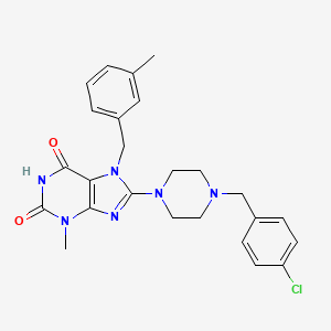 8-{4-[(4-Chlorophenyl)methyl]piperazinyl}-3-methyl-7-[(3-methylphenyl)methyl]-1,3,7-trihydropurine-2,6-dione