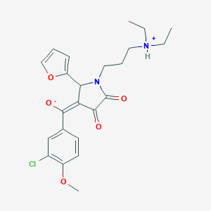 molecular formula C23H27ClN2O5 B265350 (E)-(3-chloro-4-methoxyphenyl){1-[3-(diethylammonio)propyl]-2-(furan-2-yl)-4,5-dioxopyrrolidin-3-ylidene}methanolate 