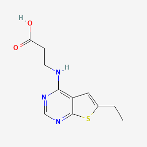 molecular formula C11H13N3O2S B2653500 3-(6-Ethyl-thieno[2,3-d]pyrimidin-4-ylamino)-propionic acid CAS No. 690702-08-0