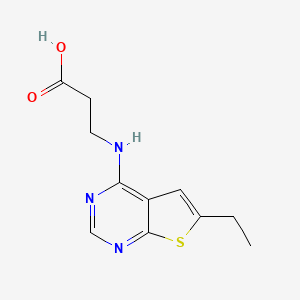 molecular formula C11H13N3O2S B2653500 3-(6-乙基-噻吩并[2,3-d]嘧啶-4-氨基)-丙酸 CAS No. 690702-08-0