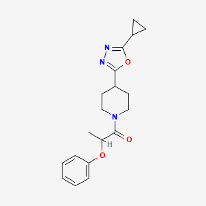 molecular formula C19H23N3O3 B2653501 1-(4-(5-环丙基-1,3,4-恶二唑-2-基)哌啶-1-基)-2-苯氧基丙烷-1-酮 CAS No. 1170604-93-9