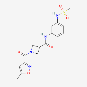 molecular formula C16H18N4O5S B2653504 1-(5-甲基异恶唑-3-羰基)-N-(3-(甲基磺酰胺)苯基)氮杂环丁烷-3-甲酰胺 CAS No. 1396811-87-2