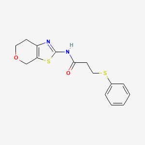 molecular formula C15H16N2O2S2 B2653507 N-(6,7-dihydro-4H-pyrano[4,3-d]thiazol-2-yl)-3-(phenylthio)propanamide CAS No. 1396685-90-7