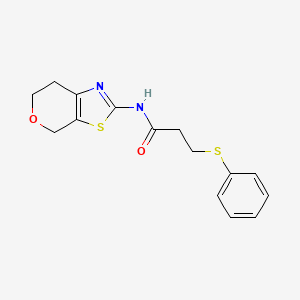 molecular formula C15H16N2O2S2 B2653507 3-(phenylsulfanyl)-N-{4H,6H,7H-pyrano[4,3-d][1,3]thiazol-2-yl}propanamide CAS No. 1396685-90-7