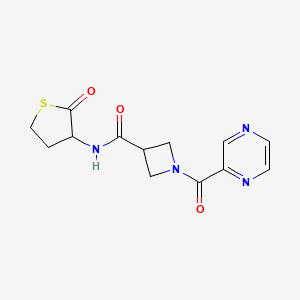 molecular formula C13H14N4O3S B2653508 N-(2-oxotetrahydrothiophen-3-yl)-1-(pyrazine-2-carbonyl)azetidine-3-carboxamide CAS No. 1396874-86-4