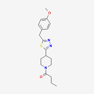 molecular formula C19H25N3O2S B2653549 1-(4-(5-(4-Methoxybenzyl)-1,3,4-thiadiazol-2-yl)piperidin-1-yl)butan-1-one CAS No. 1170463-50-9