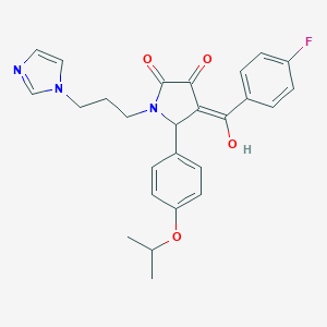 molecular formula C26H26FN3O4 B265356 4-(4-fluorobenzoyl)-3-hydroxy-1-[3-(1H-imidazol-1-yl)propyl]-5-(4-isopropoxyphenyl)-1,5-dihydro-2H-pyrrol-2-one 