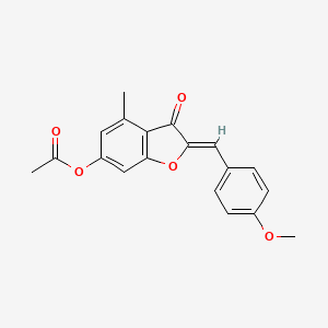 molecular formula C19H16O5 B2653585 (Z)-2-(4-methoxybenzylidene)-4-methyl-3-oxo-2,3-dihydrobenzofuran-6-yl acetate CAS No. 904501-00-4