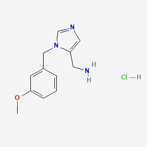 molecular formula C12H16ClN3O B2653586 [1-(3-Methoxybenzyl)-1H-imidazol-5-yl]methanamine hydrochloride CAS No. 1707358-77-7