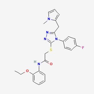 molecular formula C24H24FN5O2S B2653589 N-(2-ethoxyphenyl)-2-[[4-(4-fluorophenyl)-5-[(1-methylpyrrol-2-yl)methyl]-1,2,4-triazol-3-yl]sulfanyl]acetamide CAS No. 847393-85-5