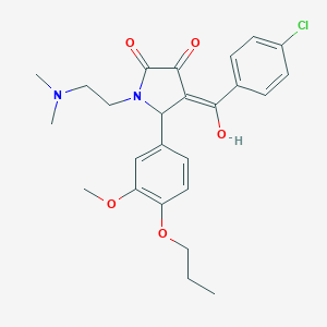 molecular formula C25H29ClN2O5 B265359 4-(4-chlorobenzoyl)-1-[2-(dimethylamino)ethyl]-3-hydroxy-5-(3-methoxy-4-propoxyphenyl)-1,5-dihydro-2H-pyrrol-2-one 