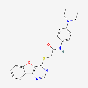 molecular formula C22H22N4O2S B2653592 2-([1]benzofuro[3,2-d]pyrimidin-4-ylsulfanyl)-N-[4-(diethylamino)phenyl]acetamide CAS No. 849018-71-9