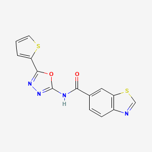 molecular formula C14H8N4O2S2 B2653593 N-(5-(thiophen-2-yl)-1,3,4-oxadiazol-2-yl)benzo[d]thiazole-6-carboxamide CAS No. 865288-10-4