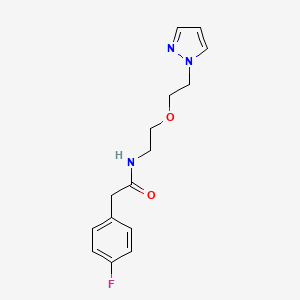 molecular formula C15H18FN3O2 B2653604 2-(4-氟苯基)-N-{2-[2-(1H-吡唑-1-基)乙氧基]乙基}乙酰胺 CAS No. 2097930-48-6