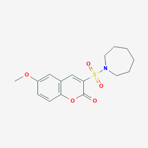 molecular formula C16H19NO5S B2653608 3-(氮杂环-1-基磺酰基)-6-甲氧基-2H-色烯-2-酮 CAS No. 950280-71-4