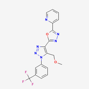 molecular formula C18H13F3N6O2 B2653613 2-(5-(甲氧基甲基)-1-(3-(三氟甲基)苯基)-1H-1,2,3-三唑-4-基)-5-(吡啶-2-基)-1,3,4-恶二唑 CAS No. 1081146-86-2