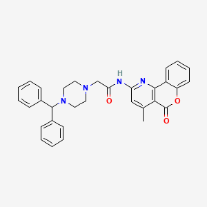 molecular formula C32H30N4O3 B2653616 2-(4-苯并氢化吡嗪-1-基)-N-(4-甲基-5-氧代-5H-色烯并[4,3-b]吡啶-2-基)乙酰胺 CAS No. 868966-18-1