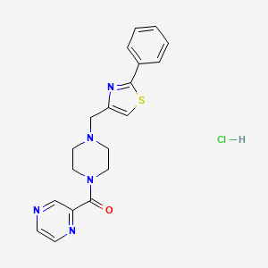 molecular formula C19H20ClN5OS B2653617 (4-((2-苯并噻唑-4-基)甲基)哌嗪-1-基)(吡嗪-2-基)甲酮盐酸盐 CAS No. 1351647-36-3