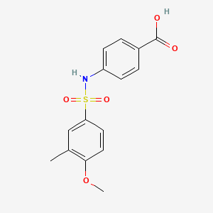 molecular formula C15H15NO5S B2653620 4-{[(4-Methoxy-3-methylphenyl)sulfonyl]amino}benzoic acid CAS No. 1018127-84-8