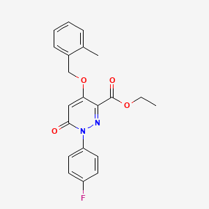molecular formula C21H19FN2O4 B2653627 Ethyl 1-(4-fluorophenyl)-4-((2-methylbenzyl)oxy)-6-oxo-1,6-dihydropyridazine-3-carboxylate CAS No. 899943-28-3