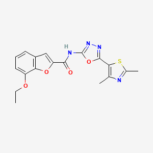 molecular formula C18H16N4O4S B2653629 N-(5-(2,4-dimethylthiazol-5-yl)-1,3,4-oxadiazol-2-yl)-7-ethoxybenzofuran-2-carboxamide CAS No. 1251565-67-9