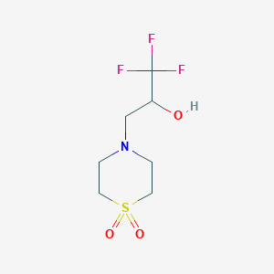 molecular formula C7H12F3NO3S B2653631 4-(3,3,3-Trifluoro-2-hydroxypropyl)-1lambda6-thiomorpholine-1,1-dione CAS No. 1340529-88-5
