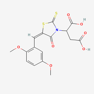 2-[(5E)-5-[(2,5-dimethoxyphenyl)methylidene]-4-oxo-2-sulfanylidene-1,3-thiazolidin-3-yl]butanedioic acid