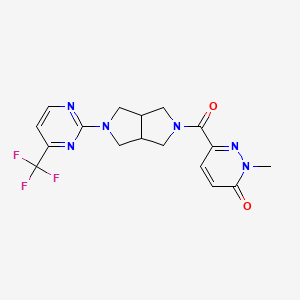 molecular formula C17H17F3N6O2 B2653648 2-Methyl-6-[2-[4-(trifluoromethyl)pyrimidin-2-yl]-1,3,3a,4,6,6a-hexahydropyrrolo[3,4-c]pyrrole-5-carbonyl]pyridazin-3-one CAS No. 2415533-04-7