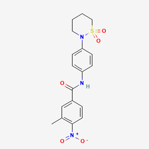 molecular formula C18H19N3O5S B2653650 N-[4-(1,1-二氧噻嗪-2-基)苯基]-3-甲基-4-硝基苯甲酰胺 CAS No. 941983-84-2