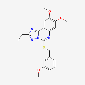 molecular formula C21H22N4O3S B2653652 2-Ethyl-8,9-dimethoxy-5-[(3-methoxybenzyl)sulfanyl][1,2,4]triazolo[1,5-c]quinazoline CAS No. 860650-29-9