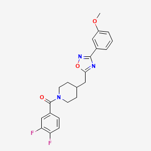 molecular formula C22H21F2N3O3 B2653653 1-(3,4-二氟苯甲酰)-4-{[3-(3-甲氧苯基)-1,2,4-恶二唑-5-基]甲基}哌啶 CAS No. 1775399-29-5