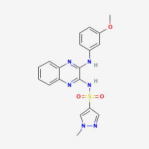molecular formula C19H18N6O3S B2653657 N-(3-((3-methoxyphenyl)amino)quinoxalin-2-yl)-1-methyl-1H-pyrazole-4-sulfonamide CAS No. 2034340-22-0